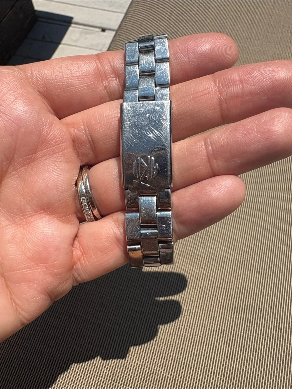 Anne Klein Silver Bracelet Watch with Black Dial